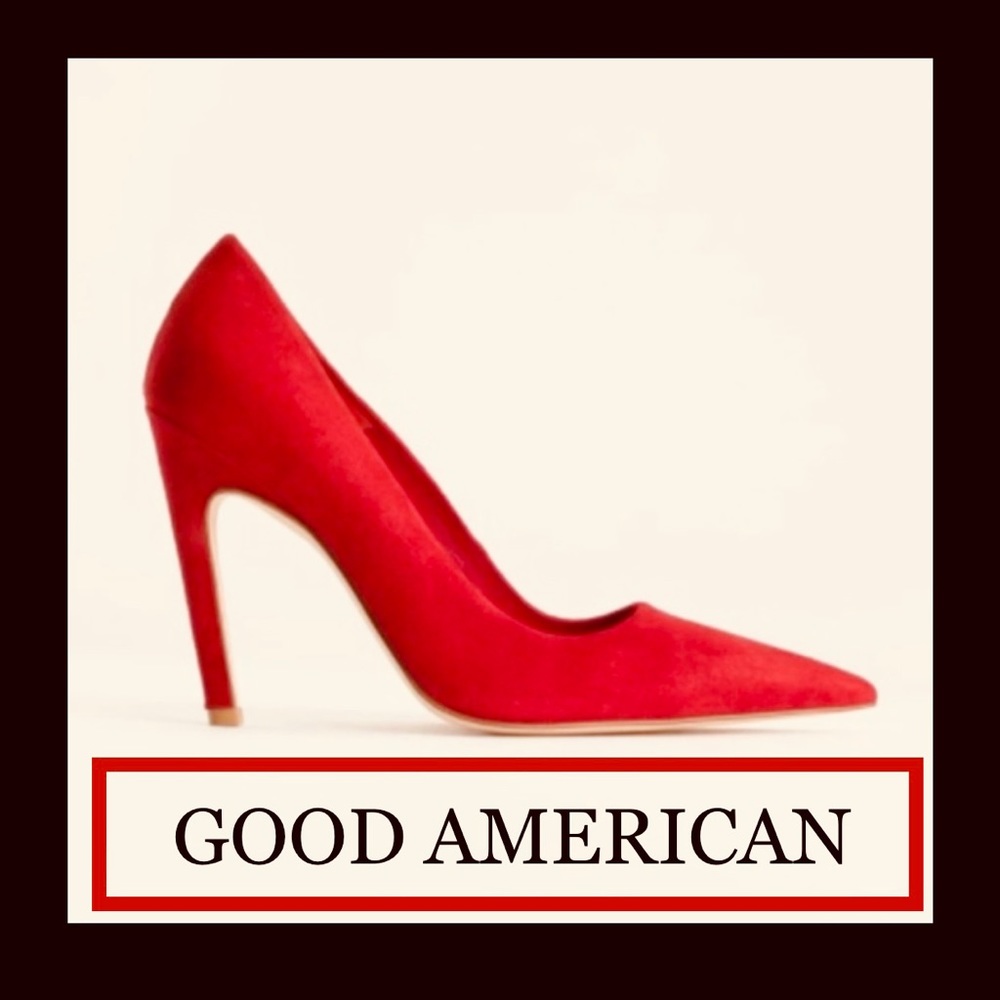 GOOD AMERICAN - RED SUEDE PUMPS